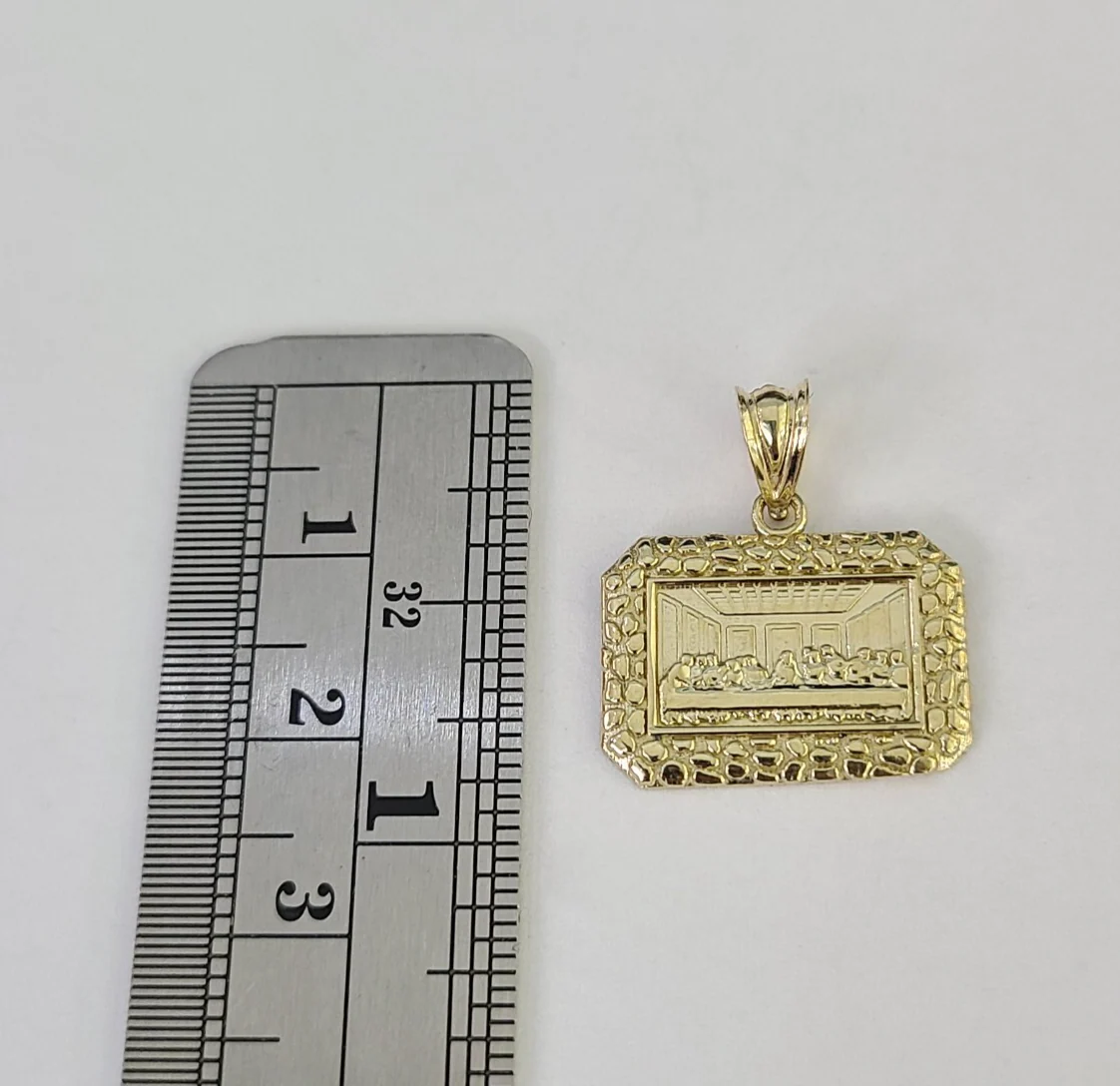 10k Last Supper Charm Pendant Nugget REAL 10Kt Yellow Gold Genuine - Image 2