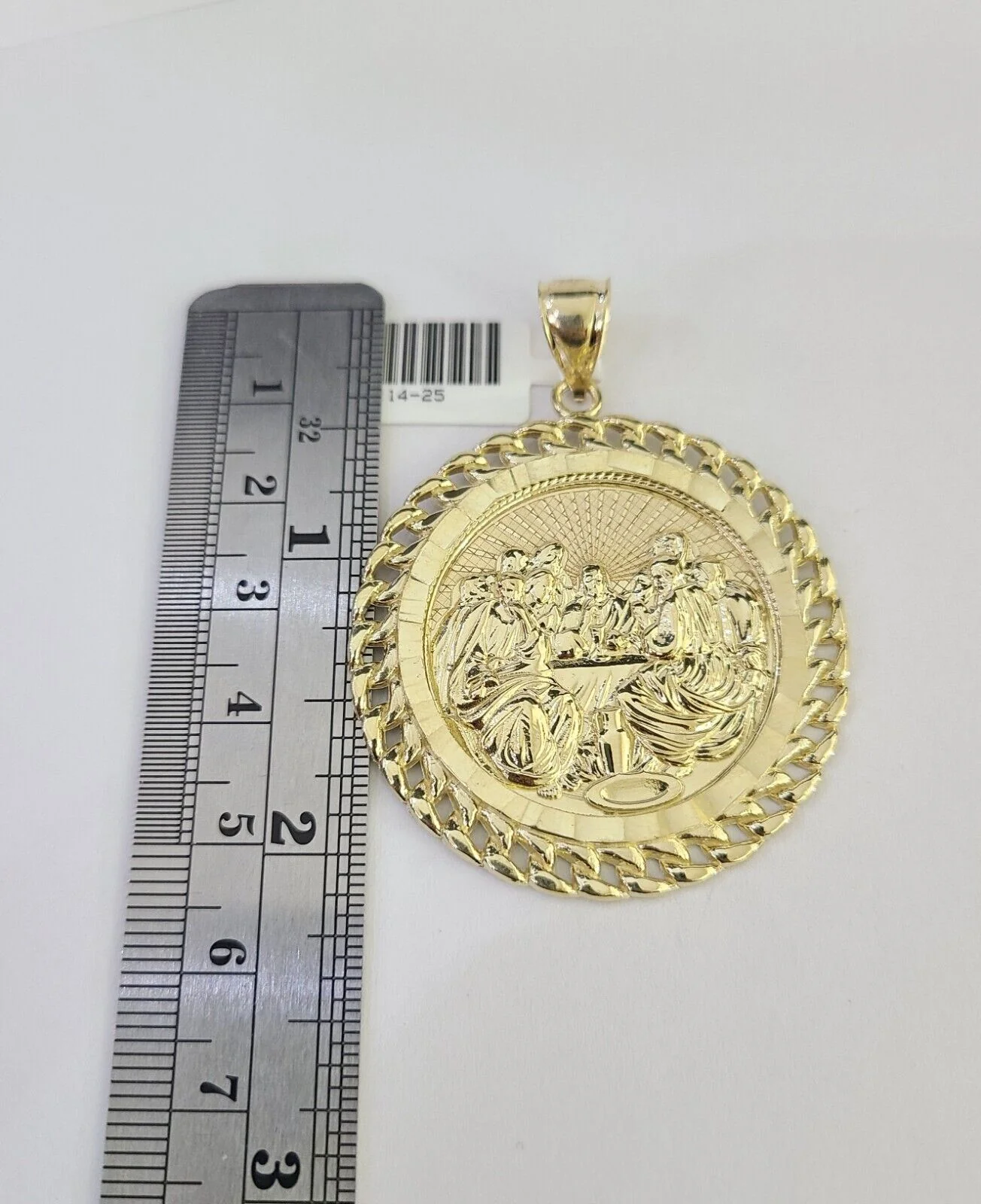 10k Last Supper Charm Pendant REAL 10Kt Religious Medallion Yellow Gold - Image 3