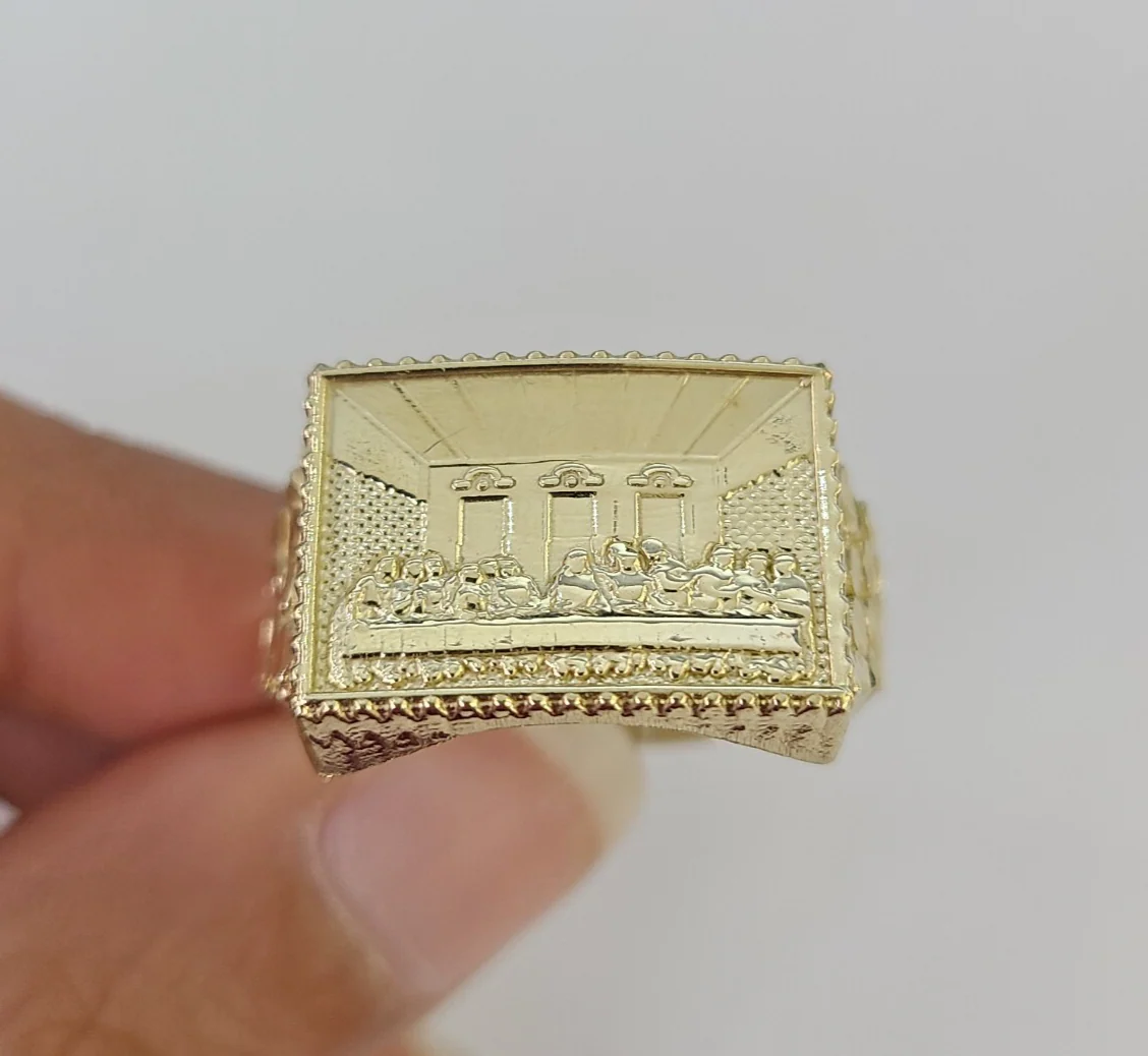 10k Last Supper Ring Casual Band Yellow Gold Genuine Brand New Religious All Sizes - Image 6
