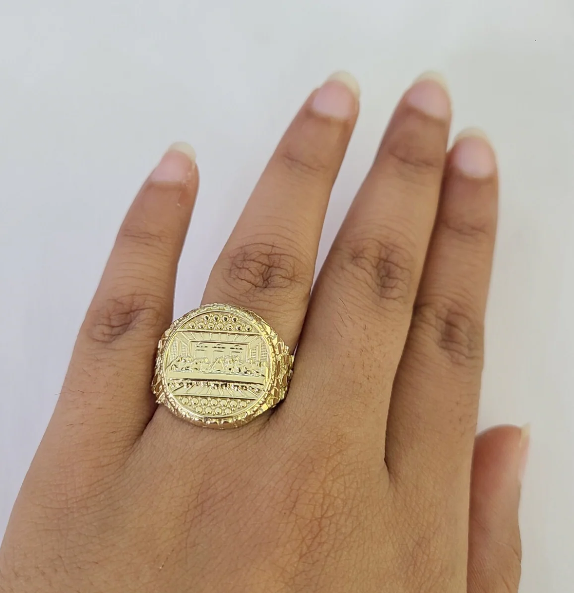 10k Last Supper Ring Casual Band Yellow Gold Genuine Brand New Religious All Sizes - Image 5