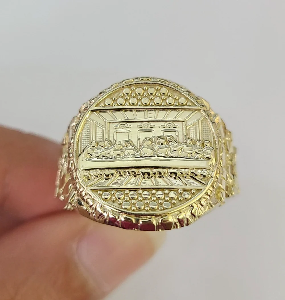 10k Last Supper Ring Casual Band Yellow Gold Genuine Brand New Religious All Sizes - Image 6