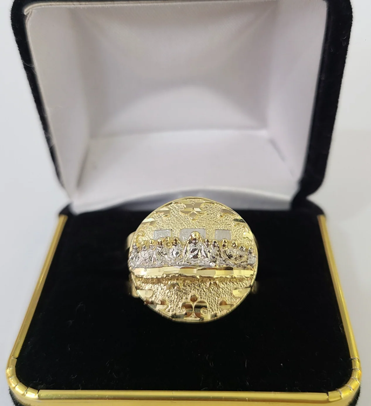 10k Last Supper Ring Yellow Gold Men Real Genuine All Sizes - Image 2