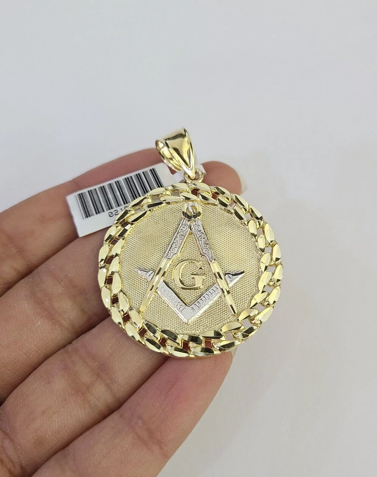 10k Masonic Charm Pendant REAL 10Kt Religious Medallion Yellow Gold - Image 4