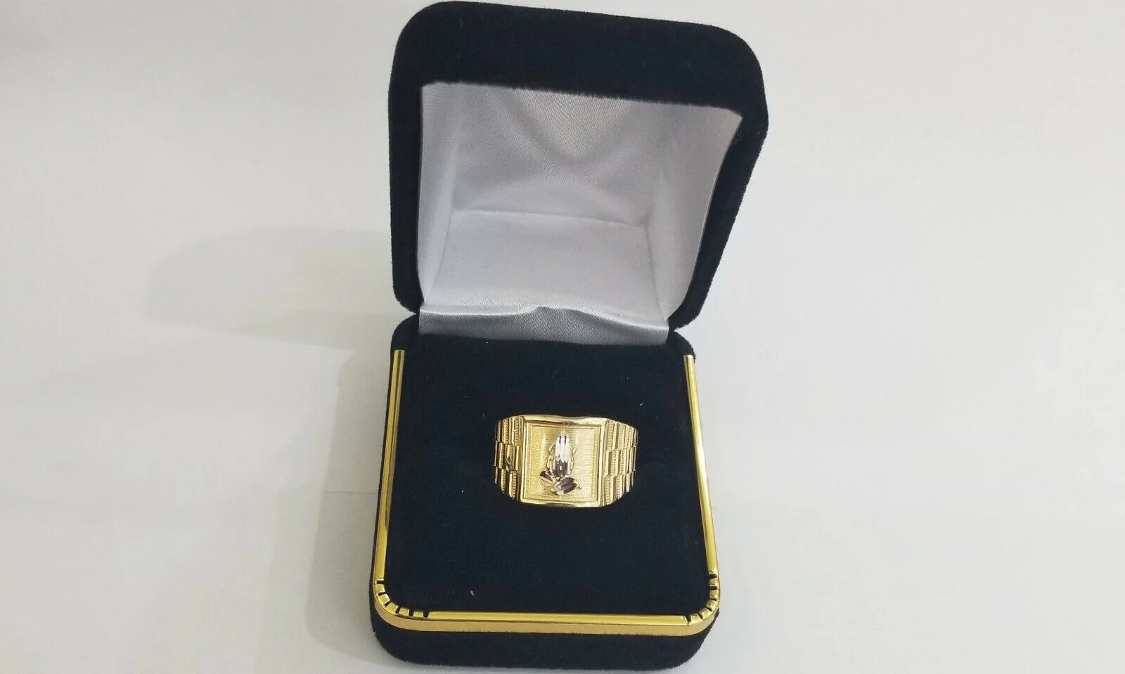 10k Men Yellow Gold prying hand Ring Sizable casual Square 10kt All Sizes - Image 7