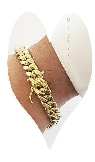 10K Men's Yellow Gold Miami Cuban Bracelet 8.5 Inches 9mm long Box Lock - Image 2