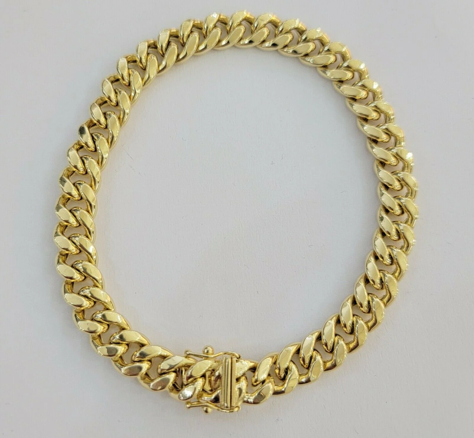 10K Men's Yellow Gold Miami Cuban Bracelet 8.5 Inches 9mm long Box Lock - Image 5