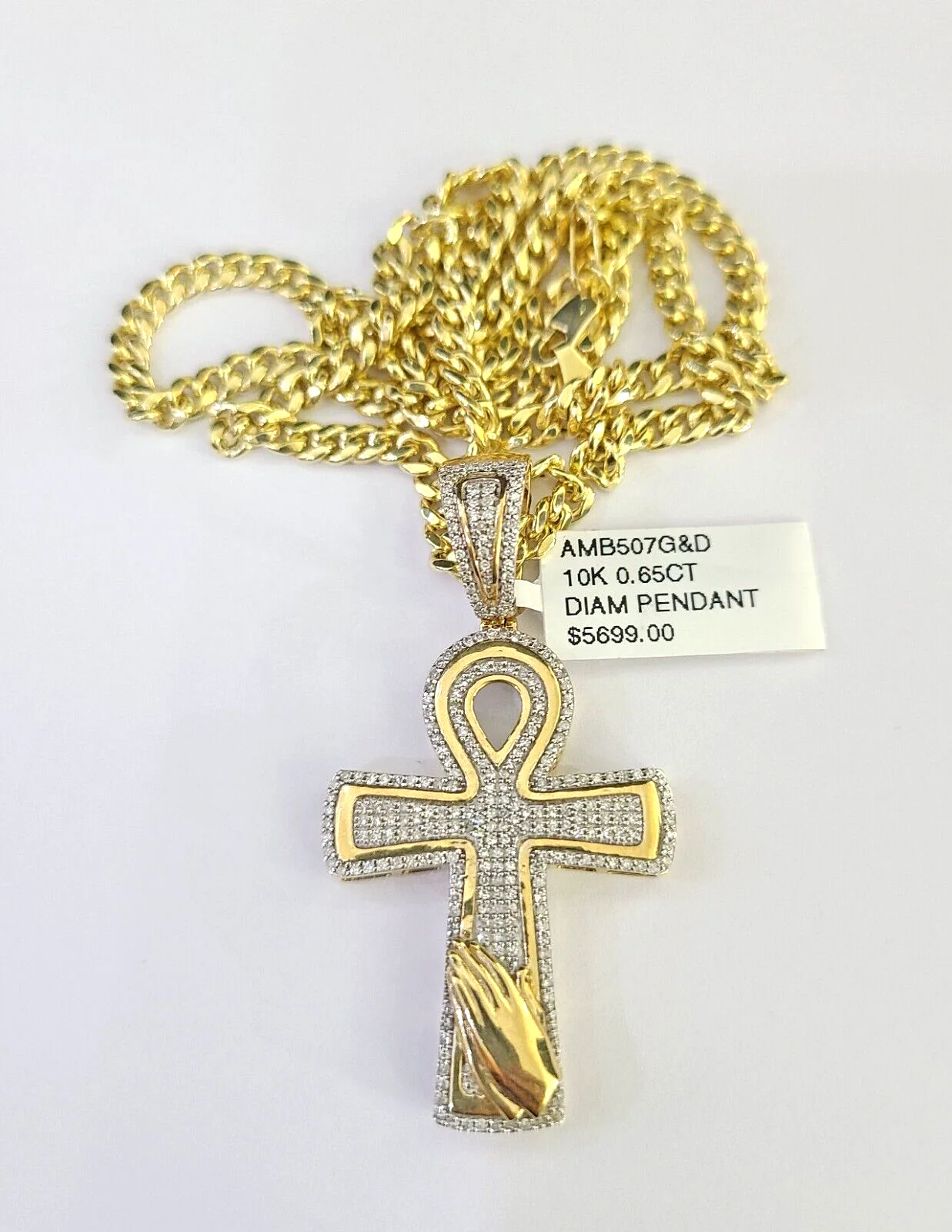 10k Miami Cuban Chain Diamond Jesus Cross Charm Set 4mm 18"-28" Necklace Gold - Image 4