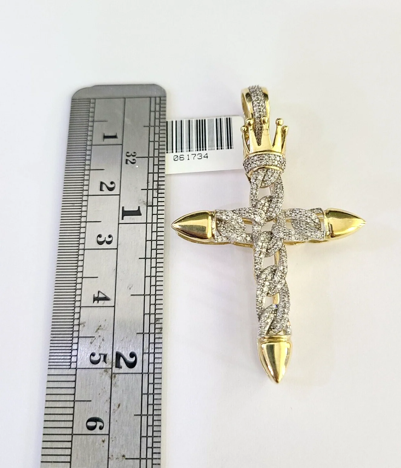 10k Miami Cuban Chain Diamond Jesus Cross Charm Set 4mm 18"-28" Necklace Gold - Image 3