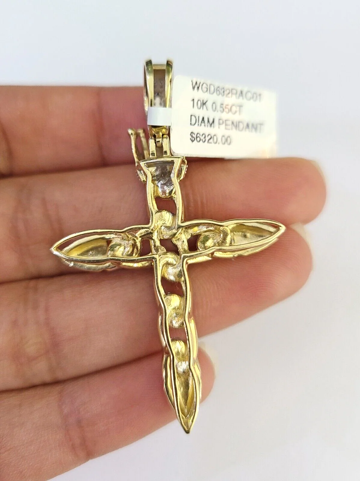 10k Miami Cuban Chain Diamond Jesus Cross Charm Set 4mm 18"-28" Necklace Gold - Image 7
