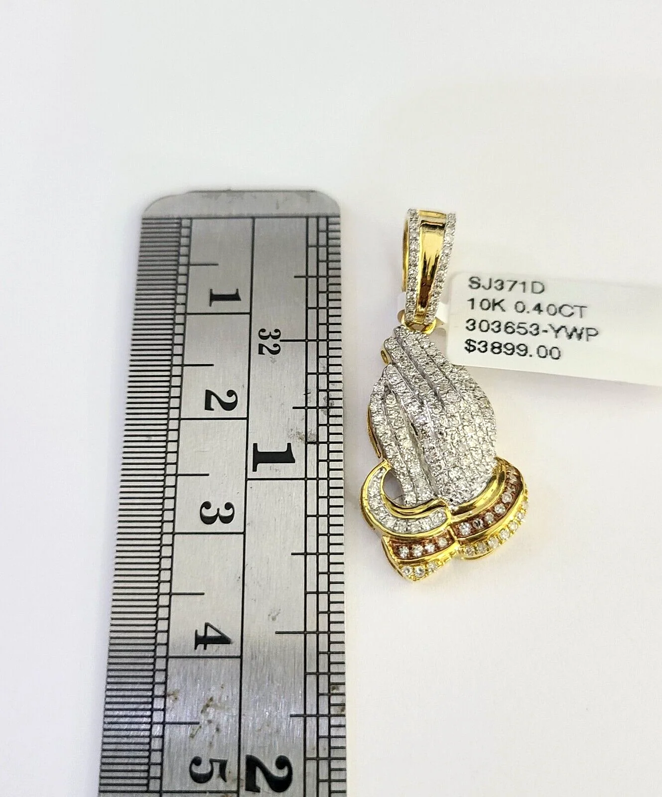 10k Miami Cuban Chain Diamond Praying Hands Charm Set 4mm 18"-28" Necklace Gold - Image 4