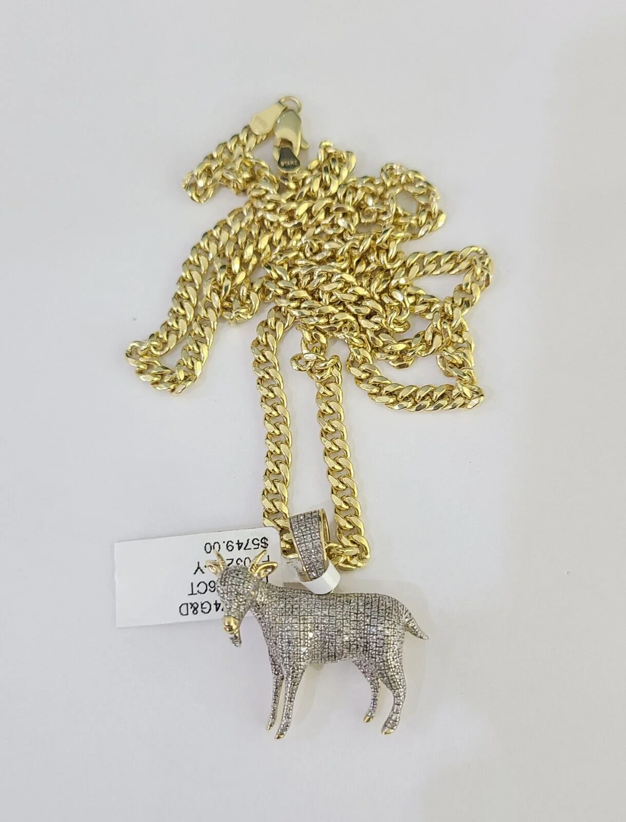 10k Miami Cuban Chain Goat Charm Set 4.5mm 20"-28" Necklace Pendant Gold - Image 4