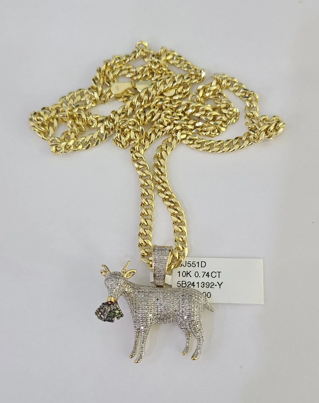 10k Miami Cuban Chain Goat Money Charm Diamond Set 4.5mm 20"-28" Necklace Gold - Image 5