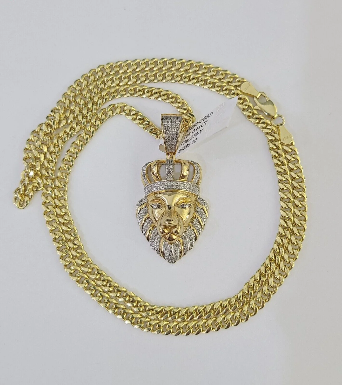 10k Miami Cuban Chain Lion Charm Diamond Set 4.5mm 20"-28" Necklace Gold - Image 6