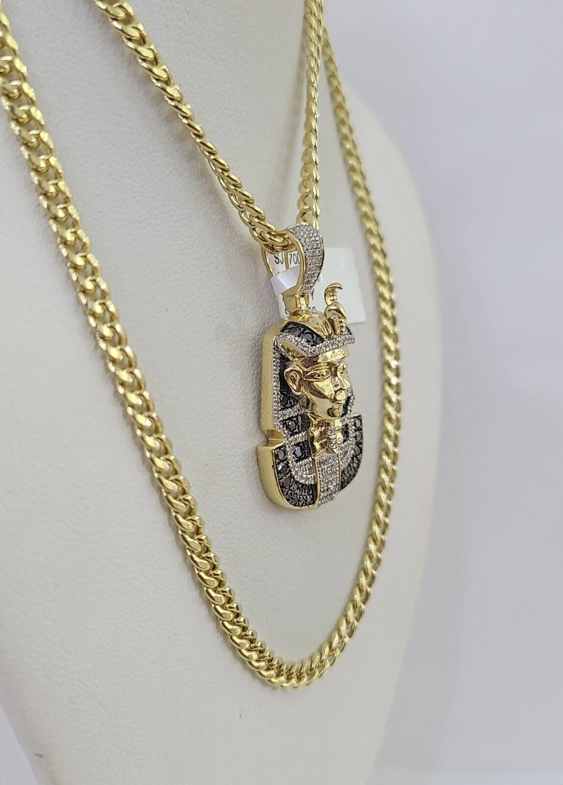 10k Miami Cuban Chain Pharaoh Charm Set 4.5mm 20"-28" Necklace Pendant Gold - Image 5