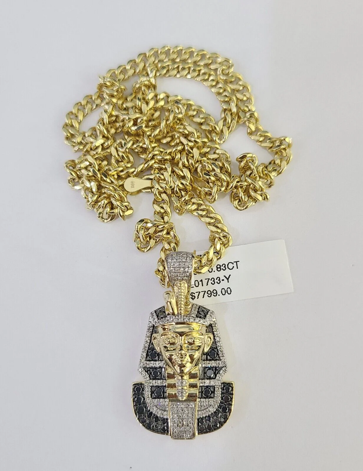 10k Miami Cuban Chain Pharaoh Charm Set 4.5mm 20"-28" Necklace Pendant Gold - Image 6