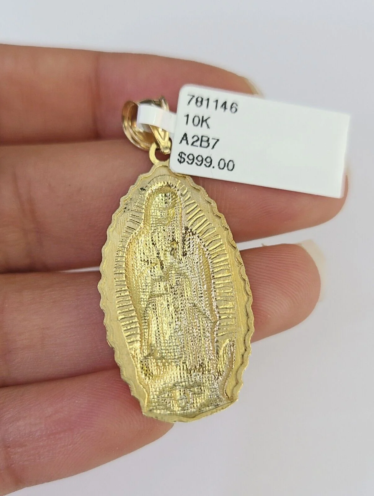 10k Miami Cuban Chain Virgin Mary Charm Set 4mm 18"-28" Necklace Yellow Gold - Image 7