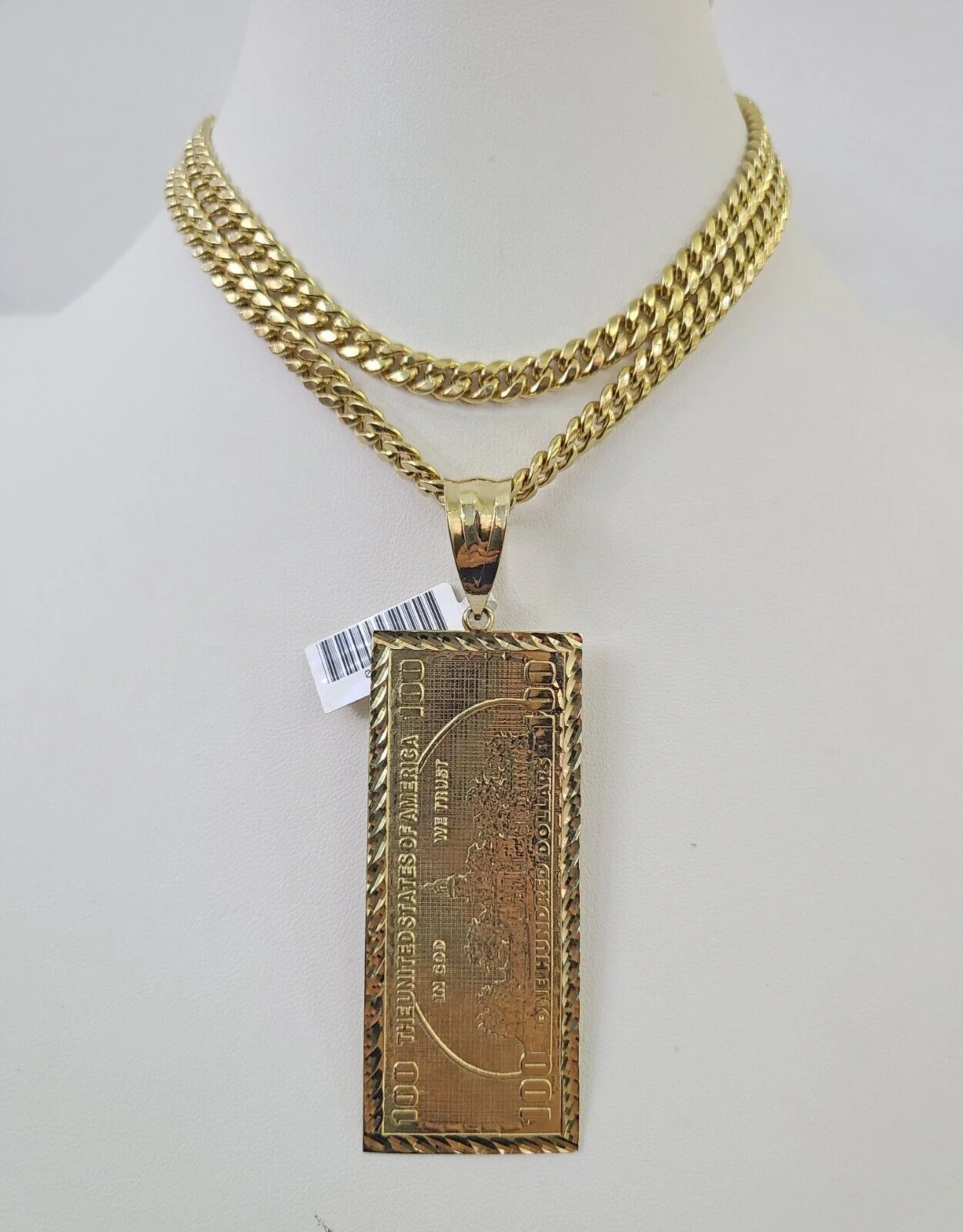 10K Miami Cuban Link Chain 100 Dollar Bill Pendent Charm 6mm 20"-30" Necklace - Image 6