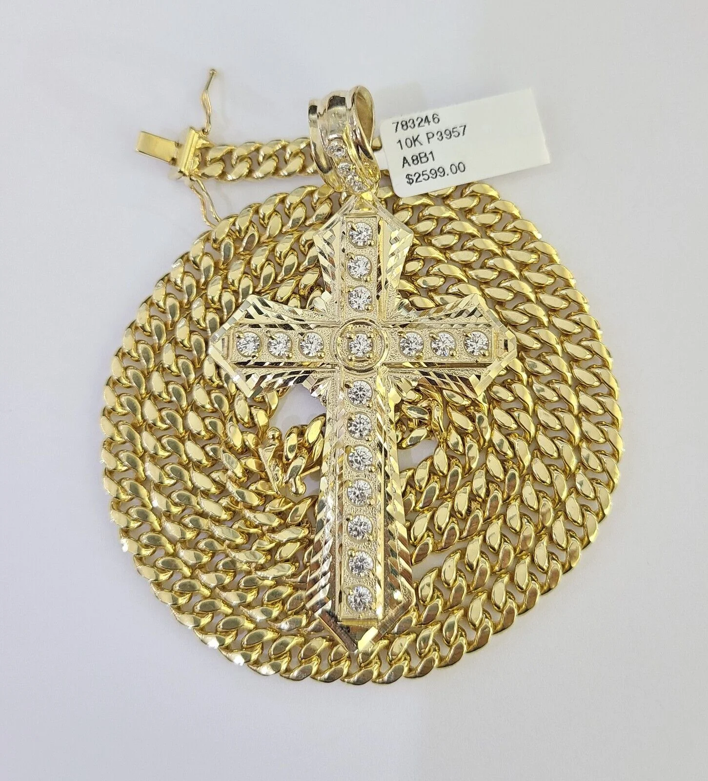 10K Miami Cuban Link Chain Jesus Cross Pendent Charm 6mm 20"-30" Necklace - Image 4