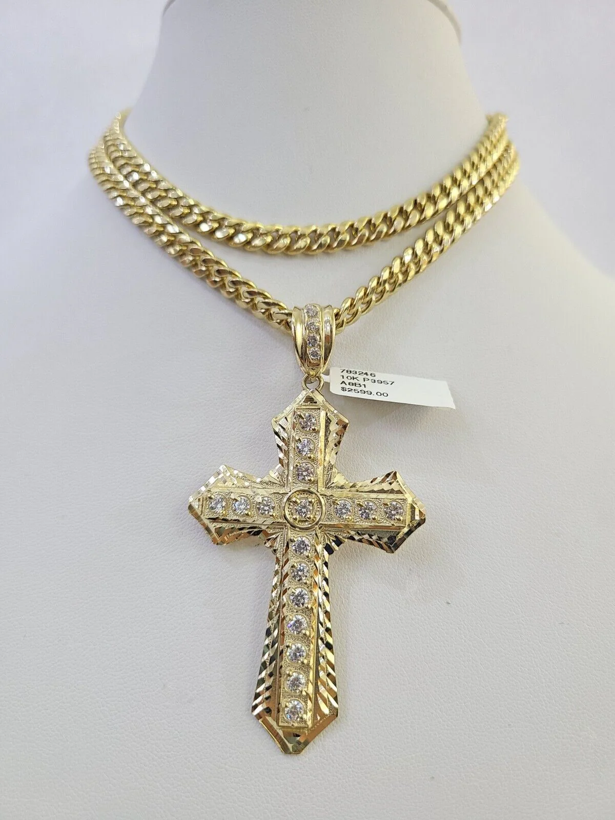 10K Miami Cuban Link Chain Jesus Cross Pendent Charm 6mm 20"-30" Necklace - Image 5