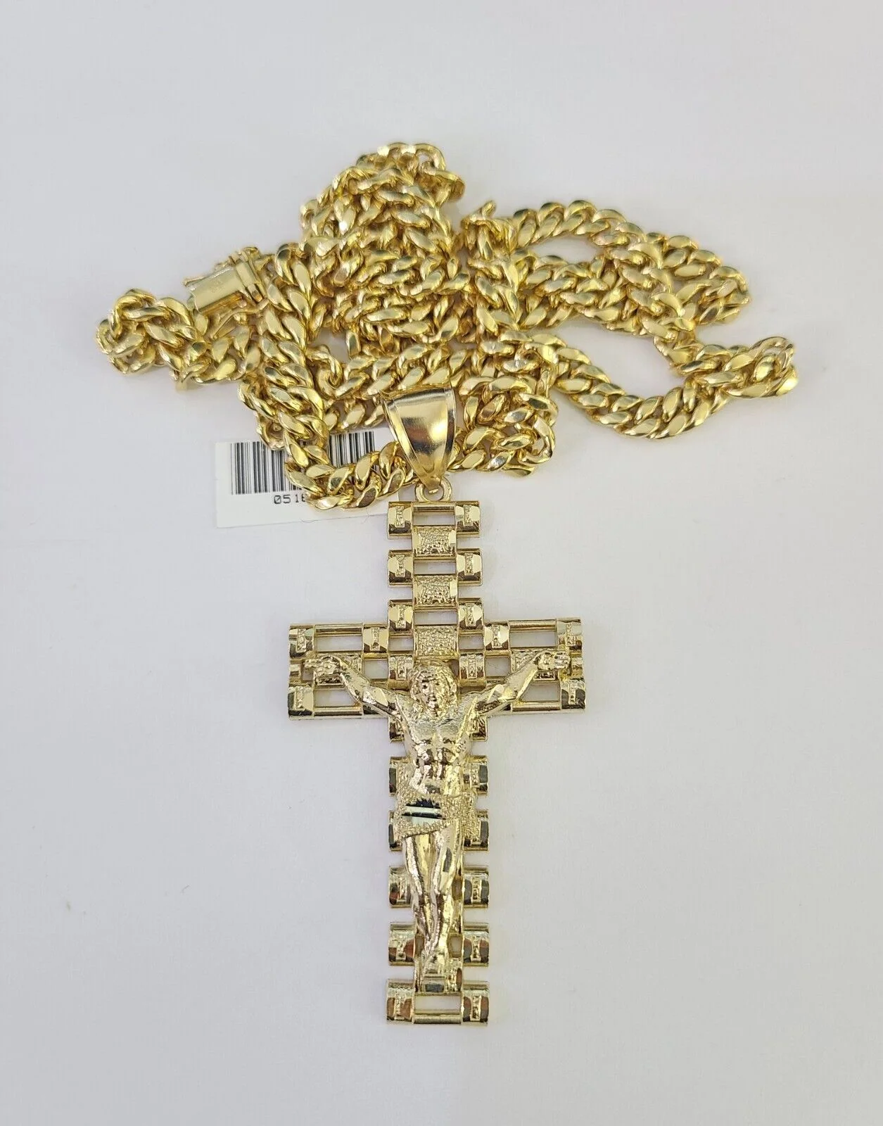 10K Miami Cuban Link Chain Jesus Cross Pendent Charm 6mm 20"-30" Necklace - Image 5