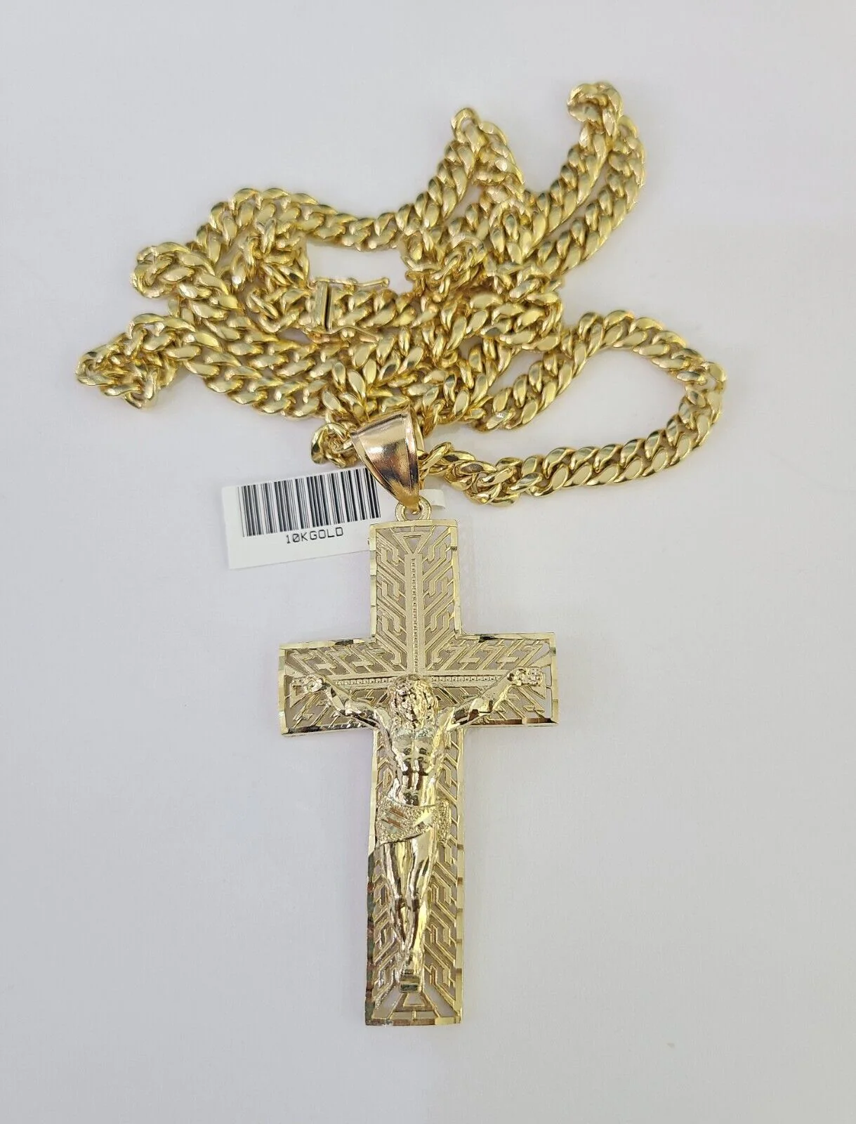 10K Miami Cuban Link Chain Jesus Cross Pendent Charm 6mm 20"-30" Necklace - Image 5