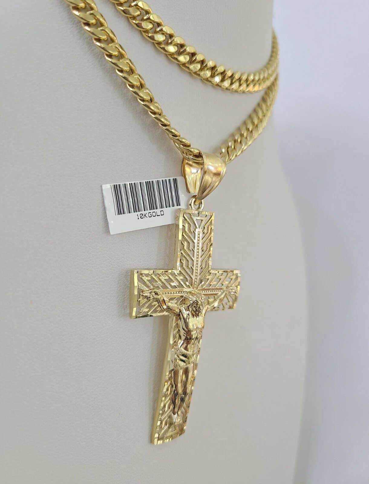 10K Miami Cuban Link Chain Jesus Cross Pendent Charm 6mm 20"-30" Necklace - Image 6