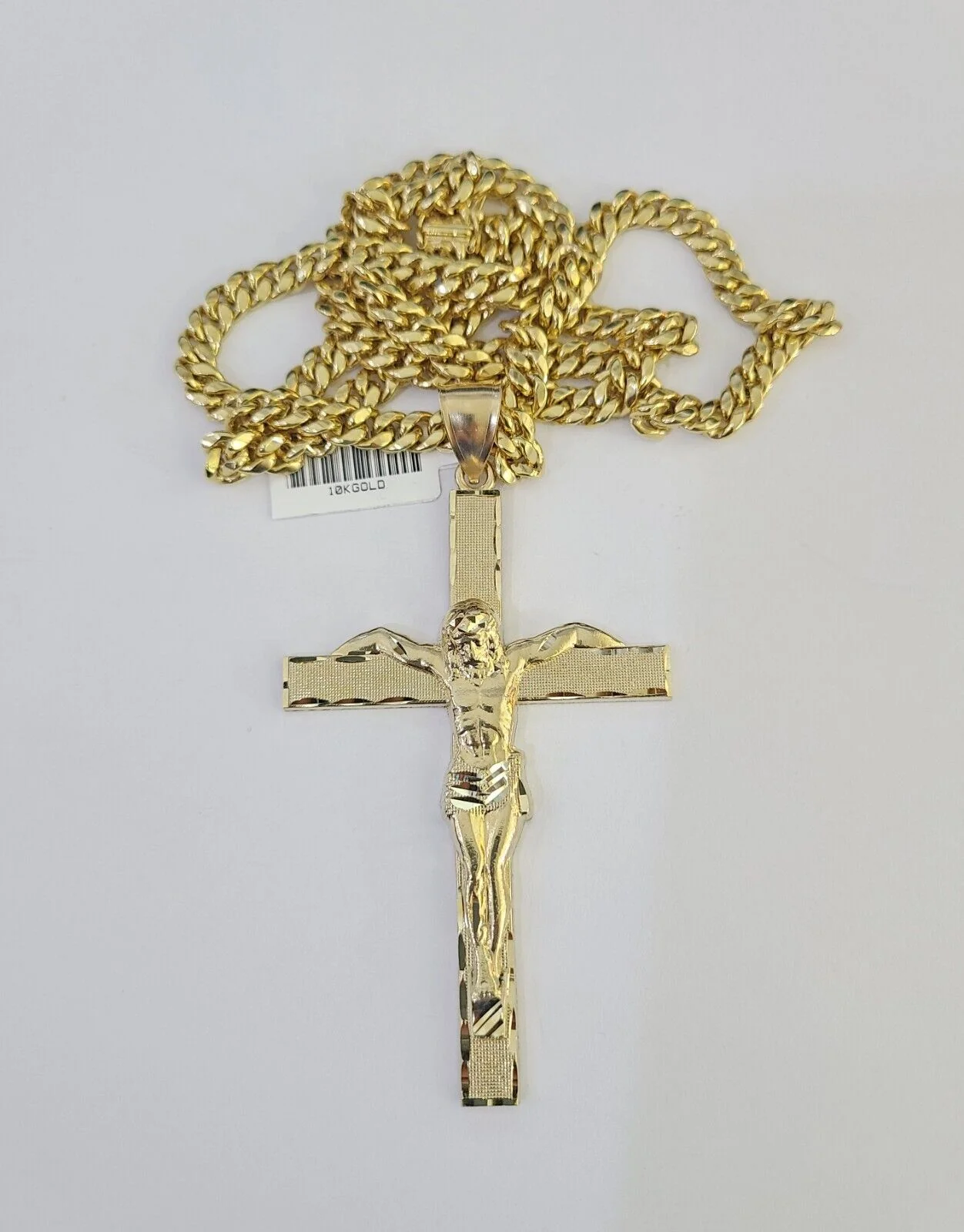 10K Miami Cuban Link Chain Jesus Cross Pendent Charm 6mm 20"-30" Necklace - Image 4