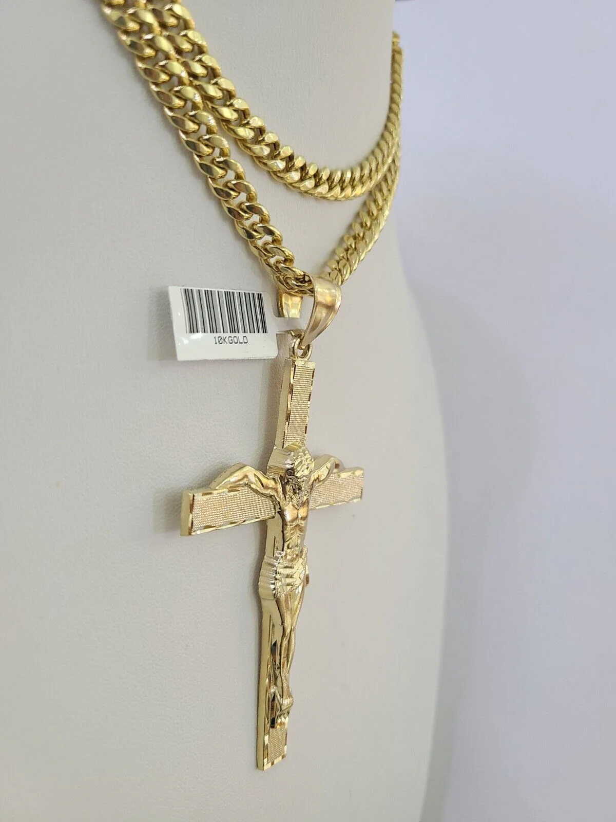 10K Miami Cuban Link Chain Jesus Cross Pendent Charm 6mm 20"-30" Necklace - Image 5