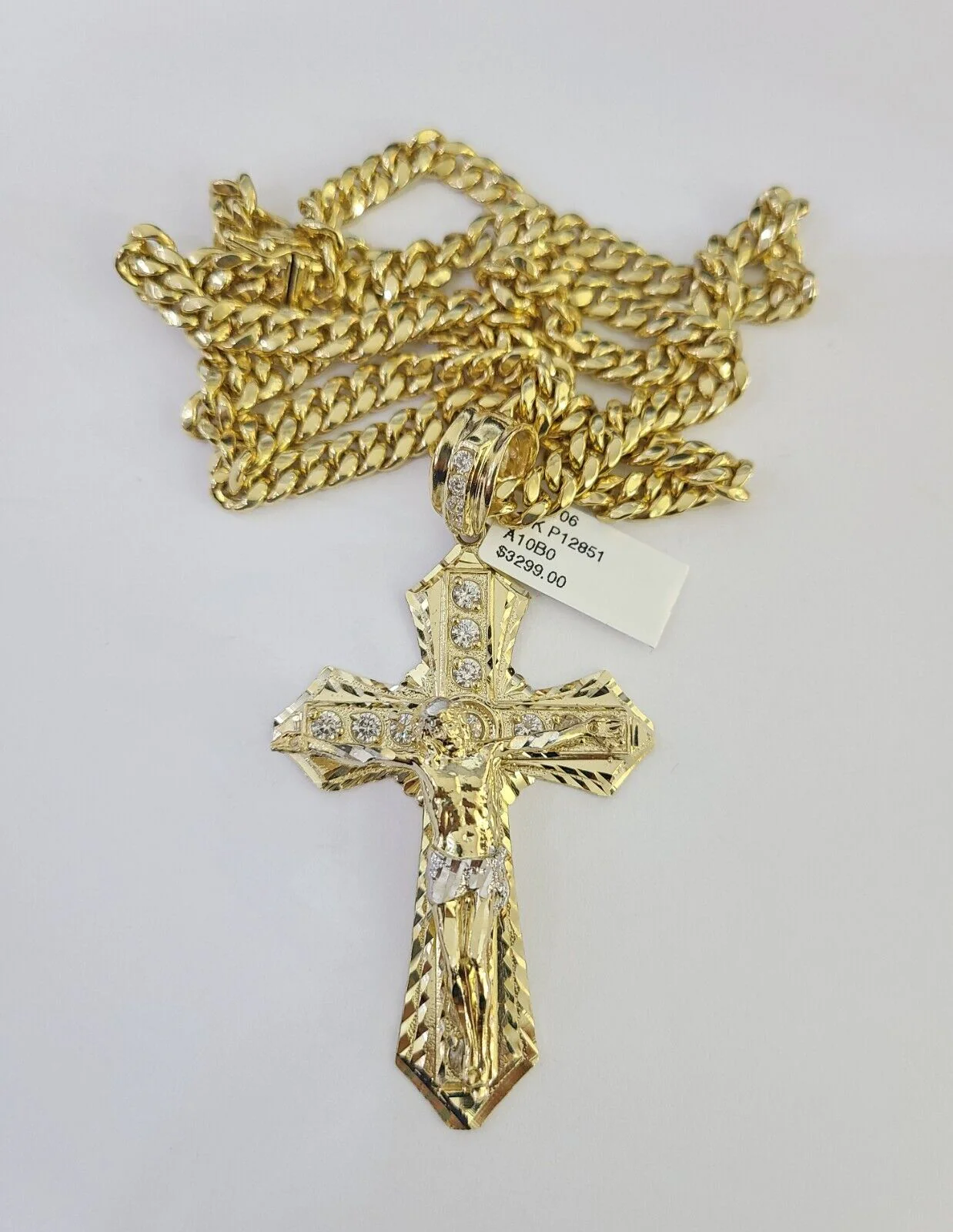 10K Miami Cuban Link Chain Jesus Cross Pendent Charm 6mm 20"-30" Necklace - Image 5