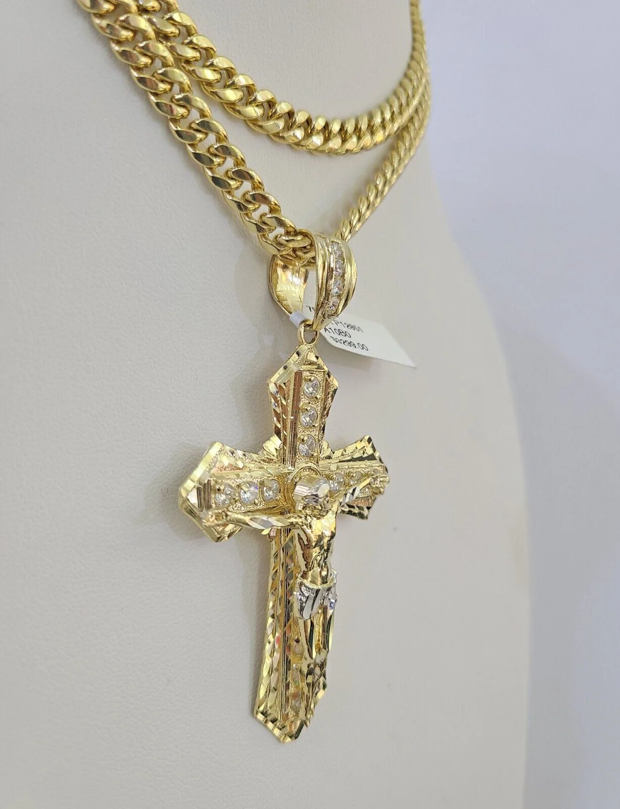 10K Miami Cuban Link Chain Jesus Cross Pendent Charm 6mm 20"-30" Necklace - Image 6
