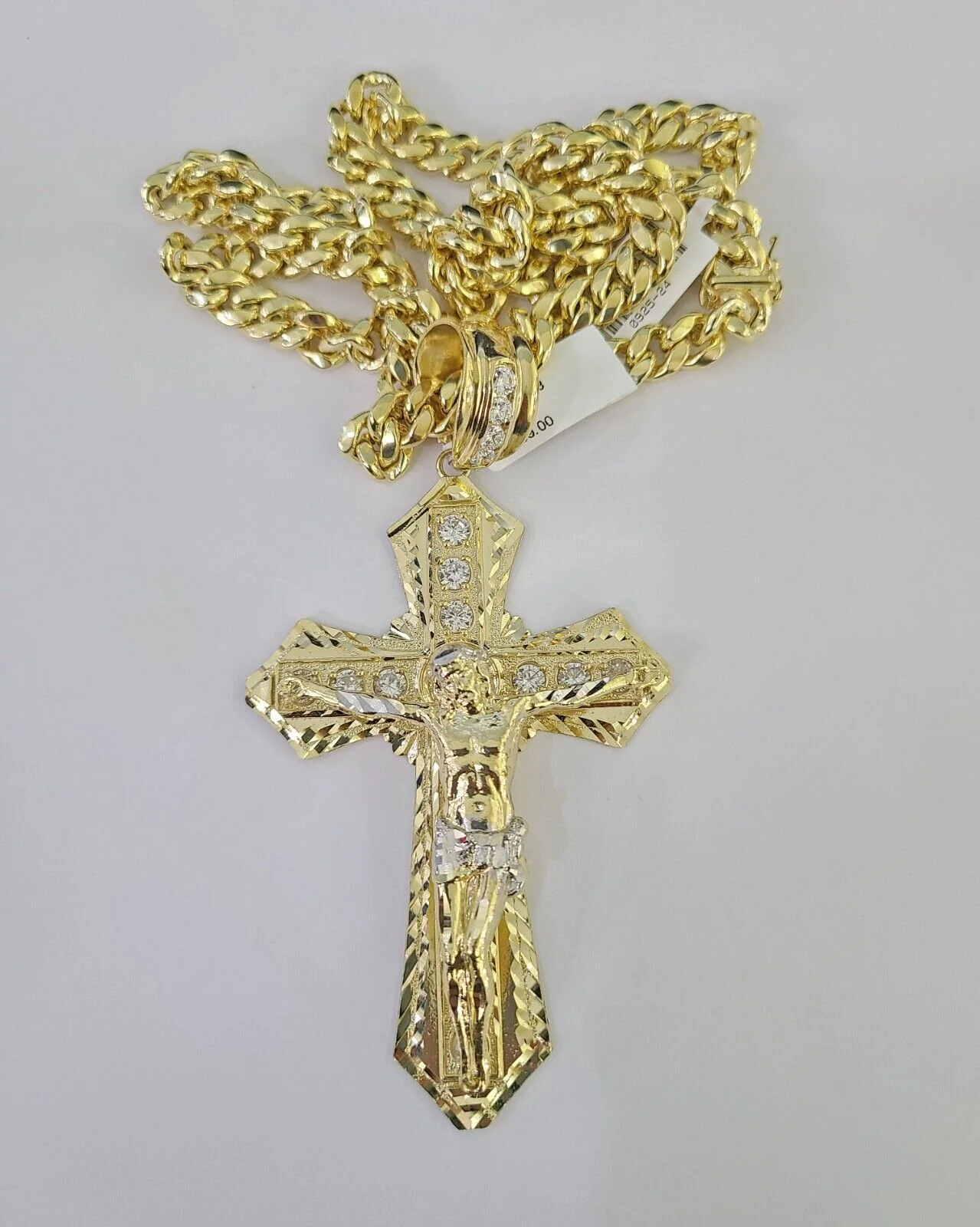 10K Miami Cuban Link Chain Jesus Cross Pendent Charm 8mm 20"-30" Necklace Gold - Image 5