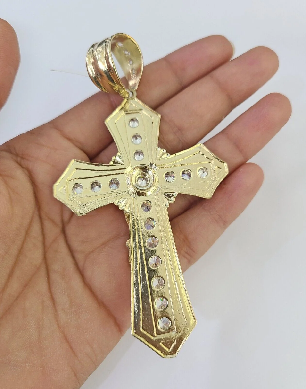 10K Miami Cuban Link Chain Jesus Cross Pendent Charm 8mm 20"-30" Necklace Gold - Image 7