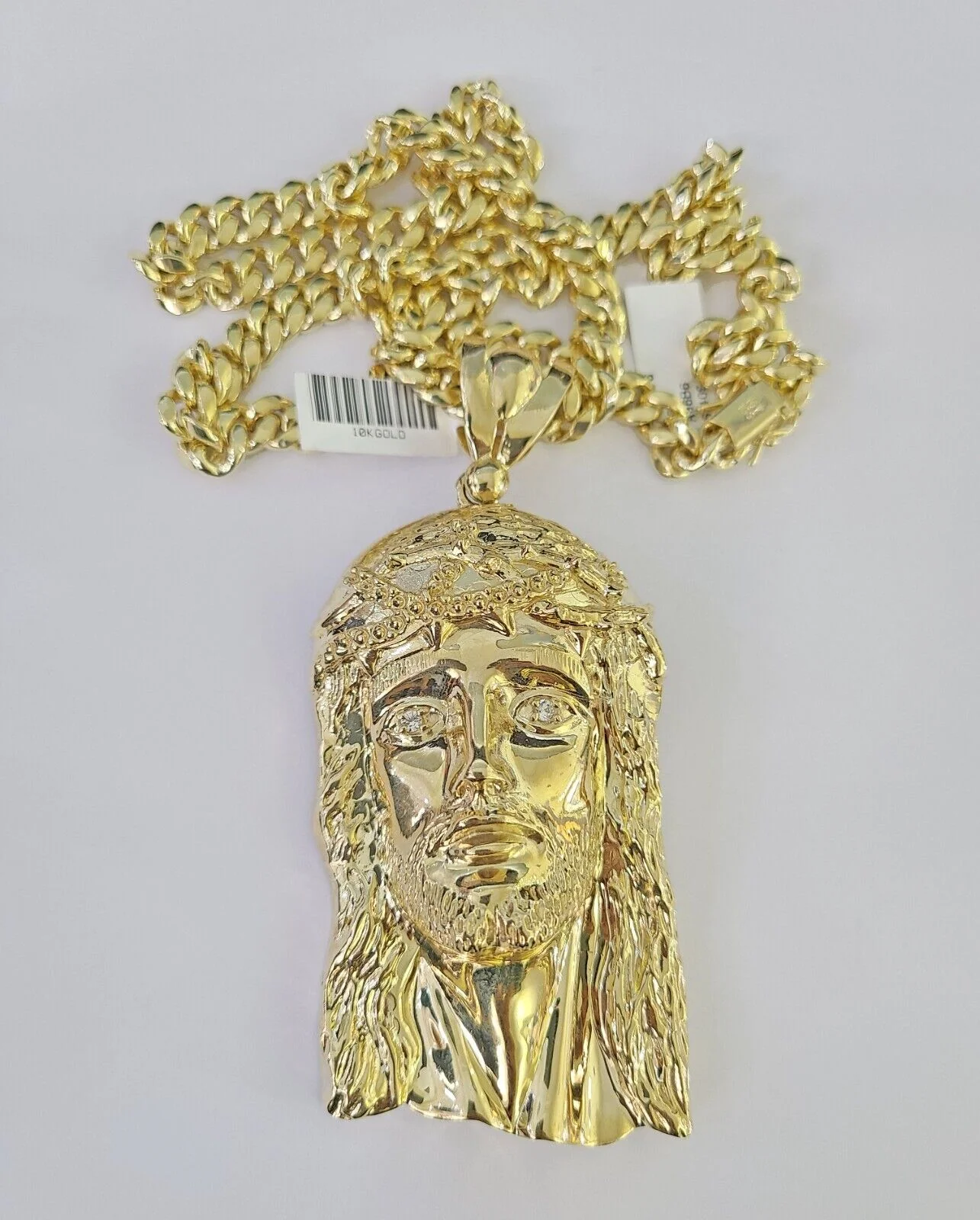 10K Miami Cuban Link Chain Jesus Head Pendent Charm 8mm 20"-30" Necklace Gold - Image 4