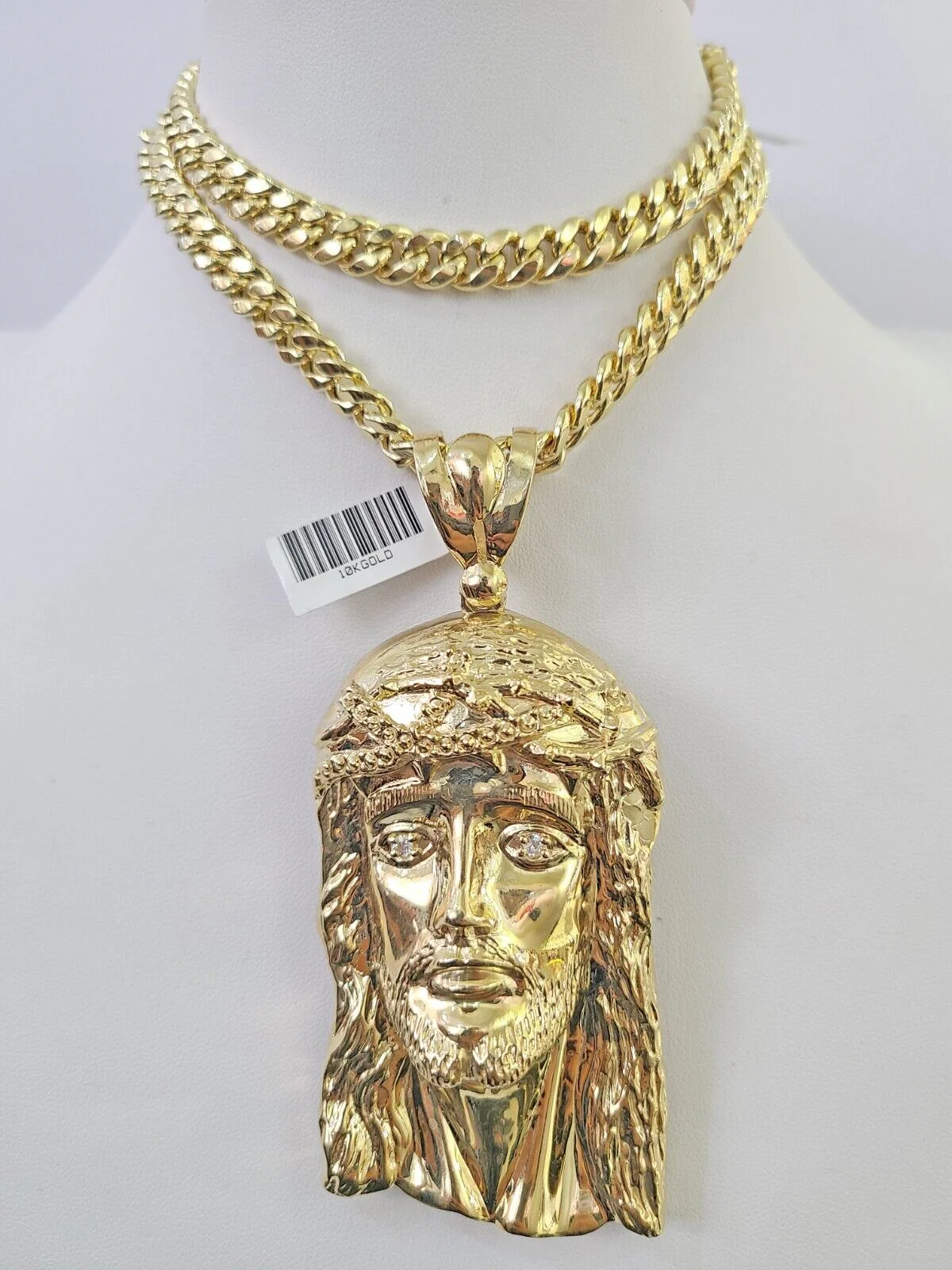 10K Miami Cuban Link Chain Jesus Head Pendent Charm 8mm 20"-30" Necklace Gold - Image 6