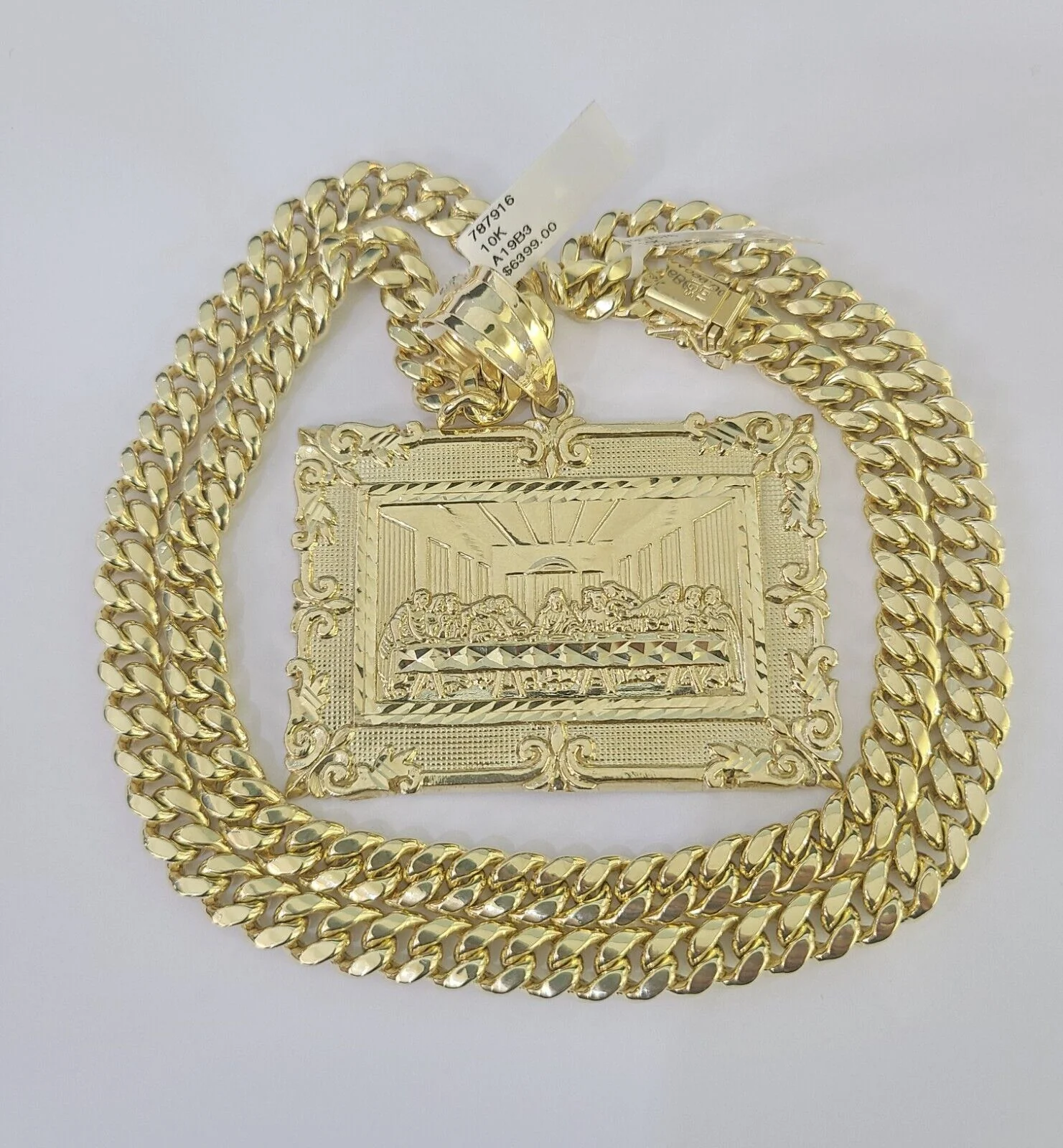 10K Miami Cuban Link Chain Last Supper Pendent Charm 8mm 20"-30" Necklace Gold - Image 3