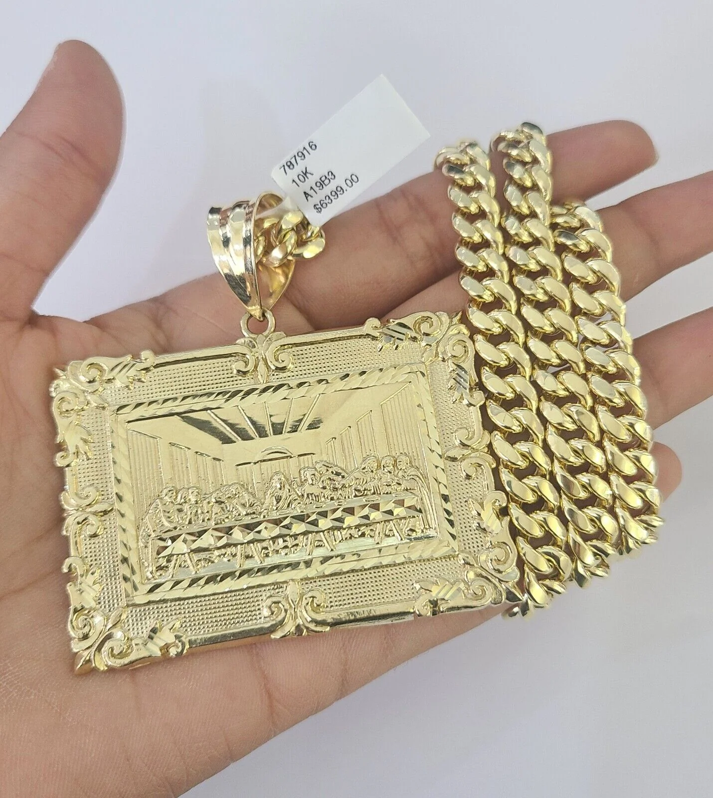 10K Miami Cuban Link Chain Last Supper Pendent Charm 8mm 20"-30" Necklace Gold - Image 4