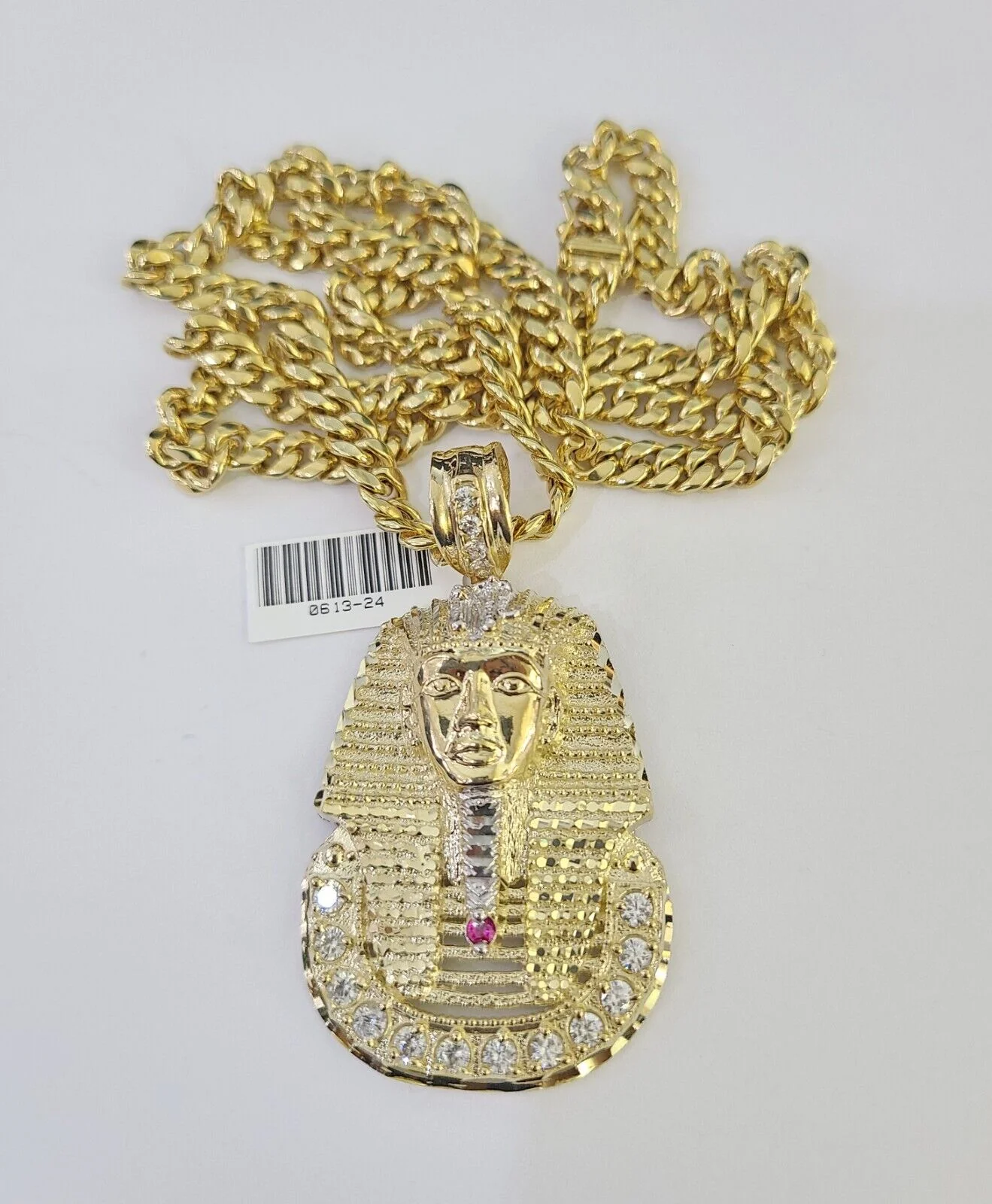10K Miami Cuban Link Chain Pharaoh Pendent Charm 6mm 20"-30" Necklace - Image 5