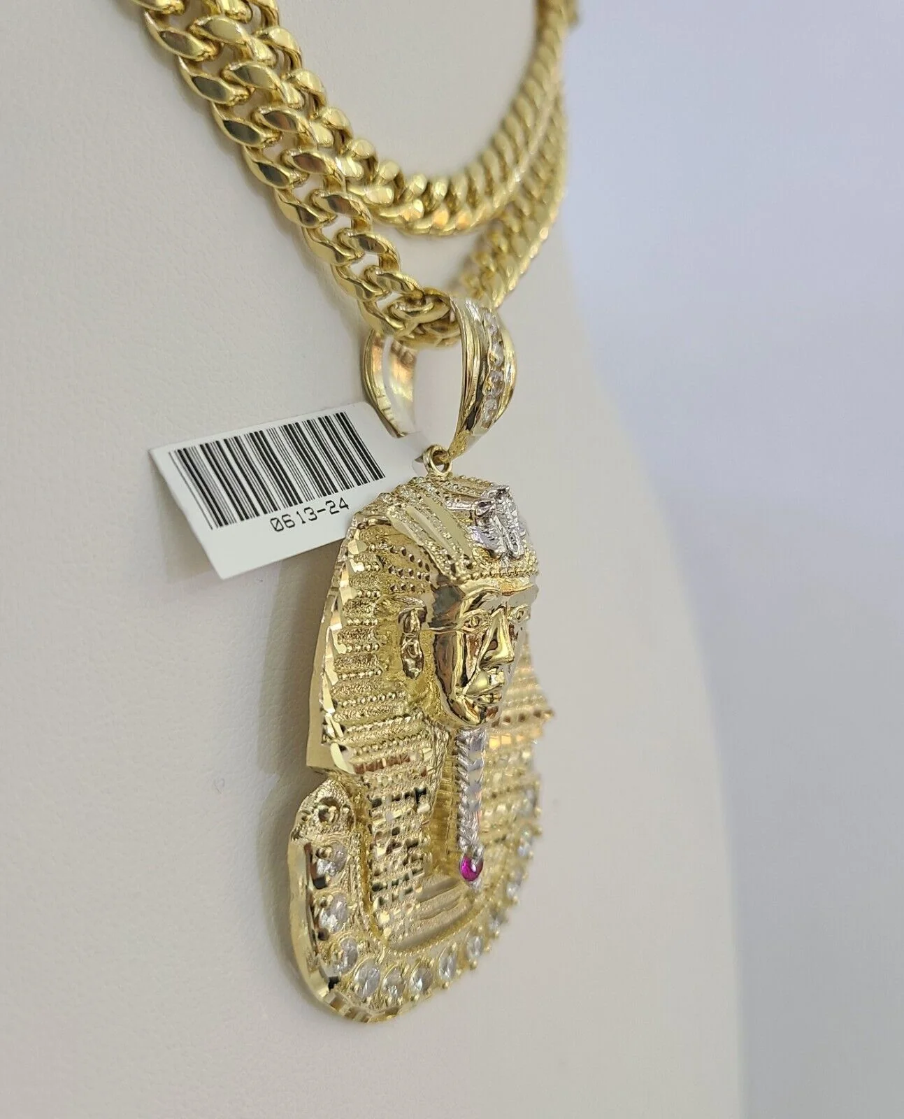 10K Miami Cuban Link Chain Pharaoh Pendent Charm 6mm 20"-30" Necklace - Image 6
