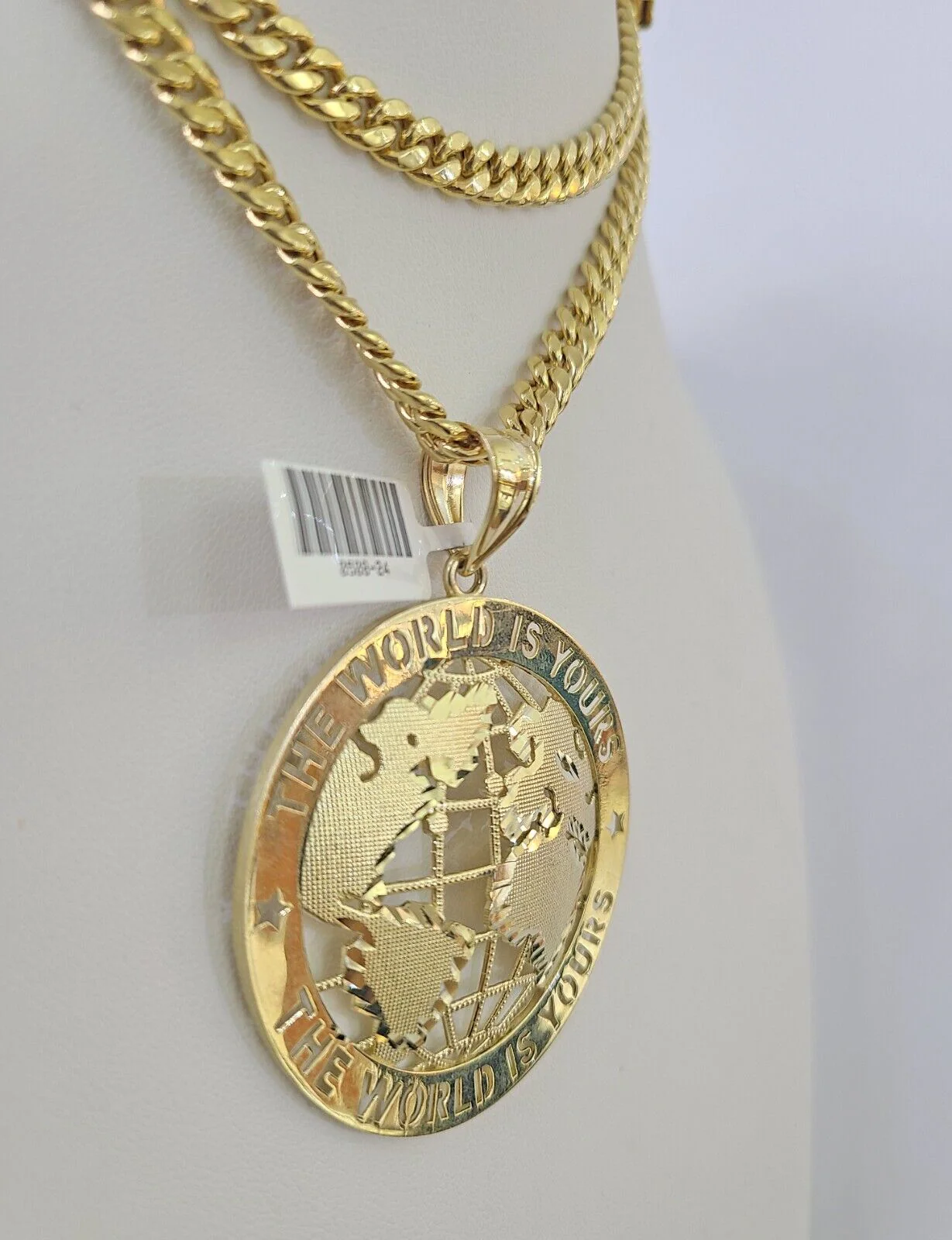 10K Miami Cuban Link Chain World is Yours Pendent Charm 6mm 20"-30" Necklace - Image 6