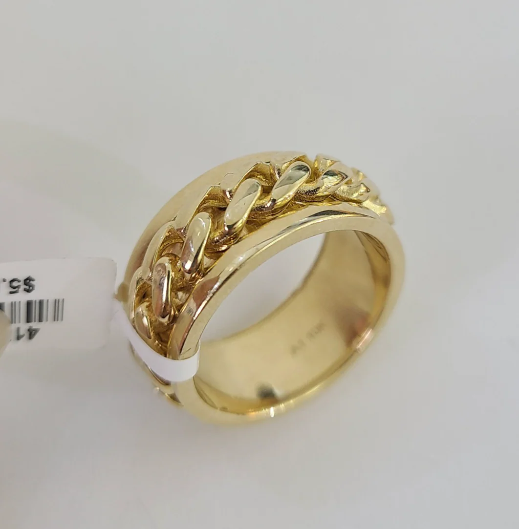 10k Miami Cuban Ring Casual Band Yellow Gold Genuine Brand New All Sizes - Image 5