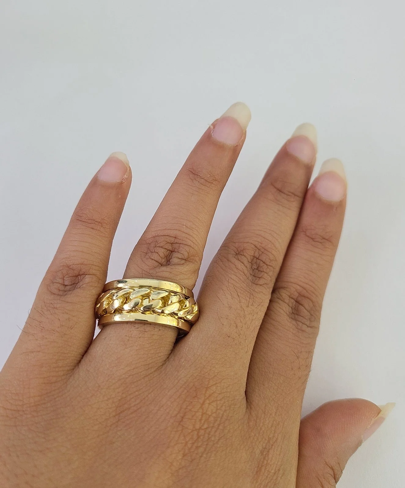 10k Miami Cuban Ring Casual Band Yellow Gold Genuine Brand New All Sizes - Image 6
