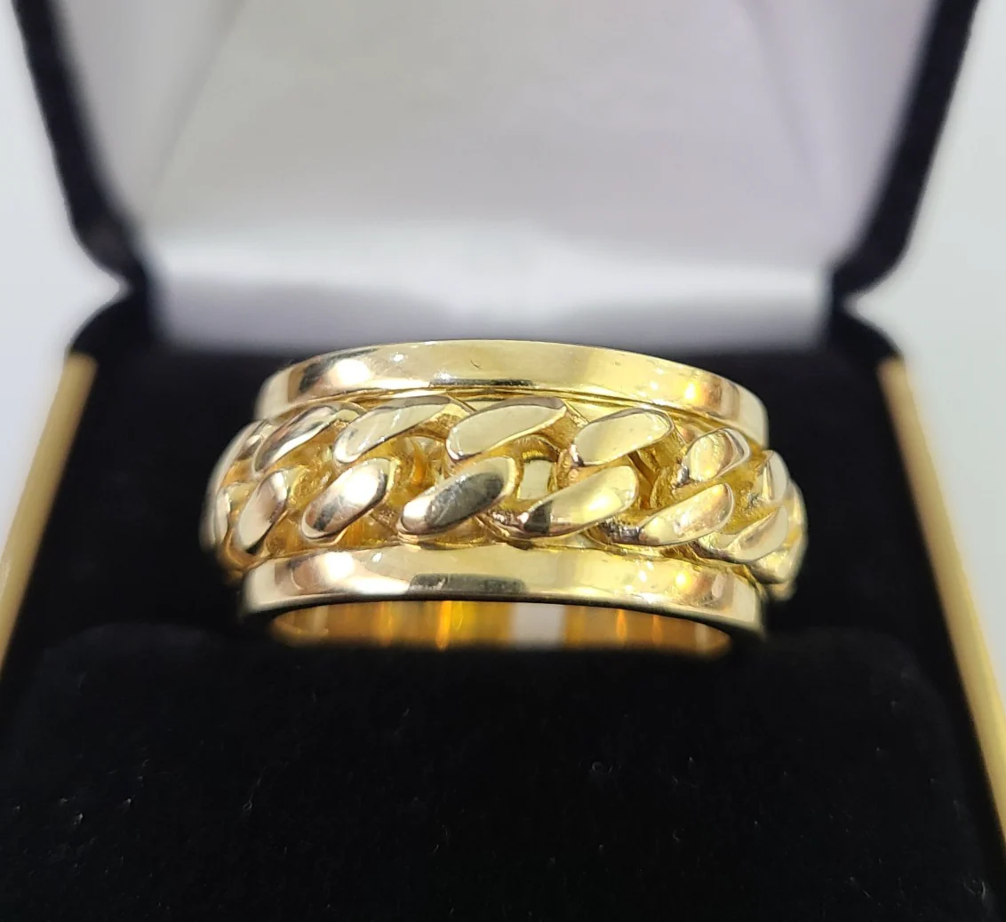 10k Miami Cuban Ring Casual Band Yellow Gold Genuine Brand New All Sizes - Image 7