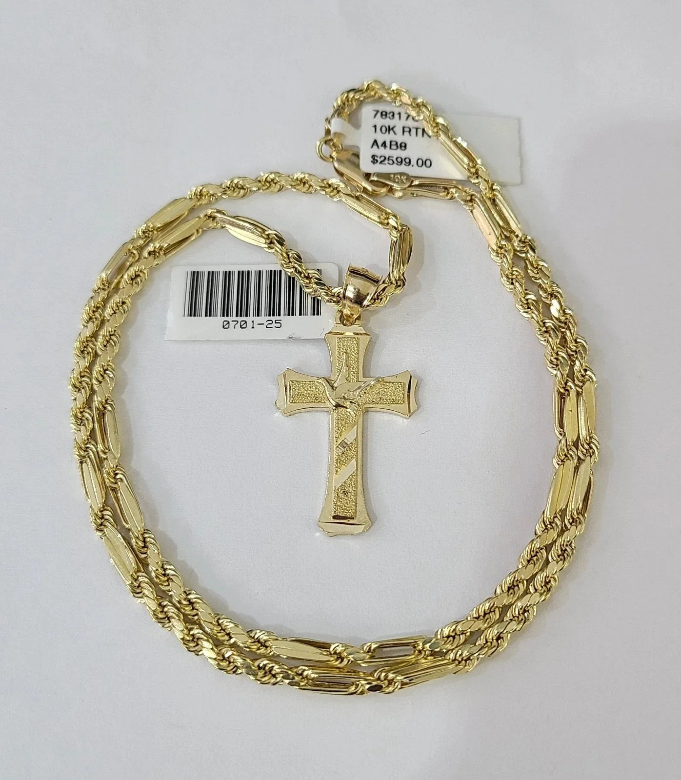 10k Milano Rope Chain Jesus Cross Charm Necklace SET 3mm 18"-26" Pendant - Image 4