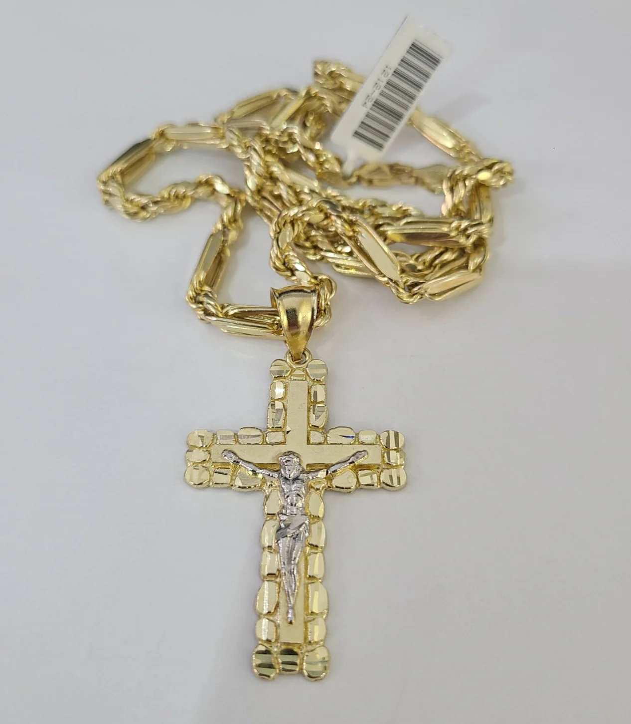 10k Milano Rope Chain Jesus Cross Charm Necklace SET 5mm 18"-28" Pendant - Image 4