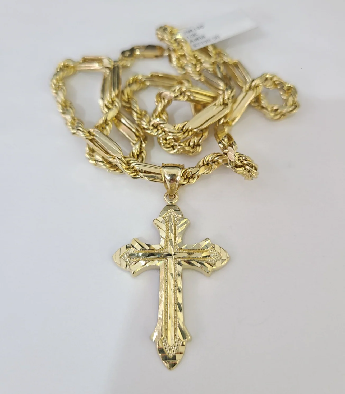 10k Milano Rope Chain Jesus Cross Charm Necklace SET 5mm 18"-28" Pendant - Image 4