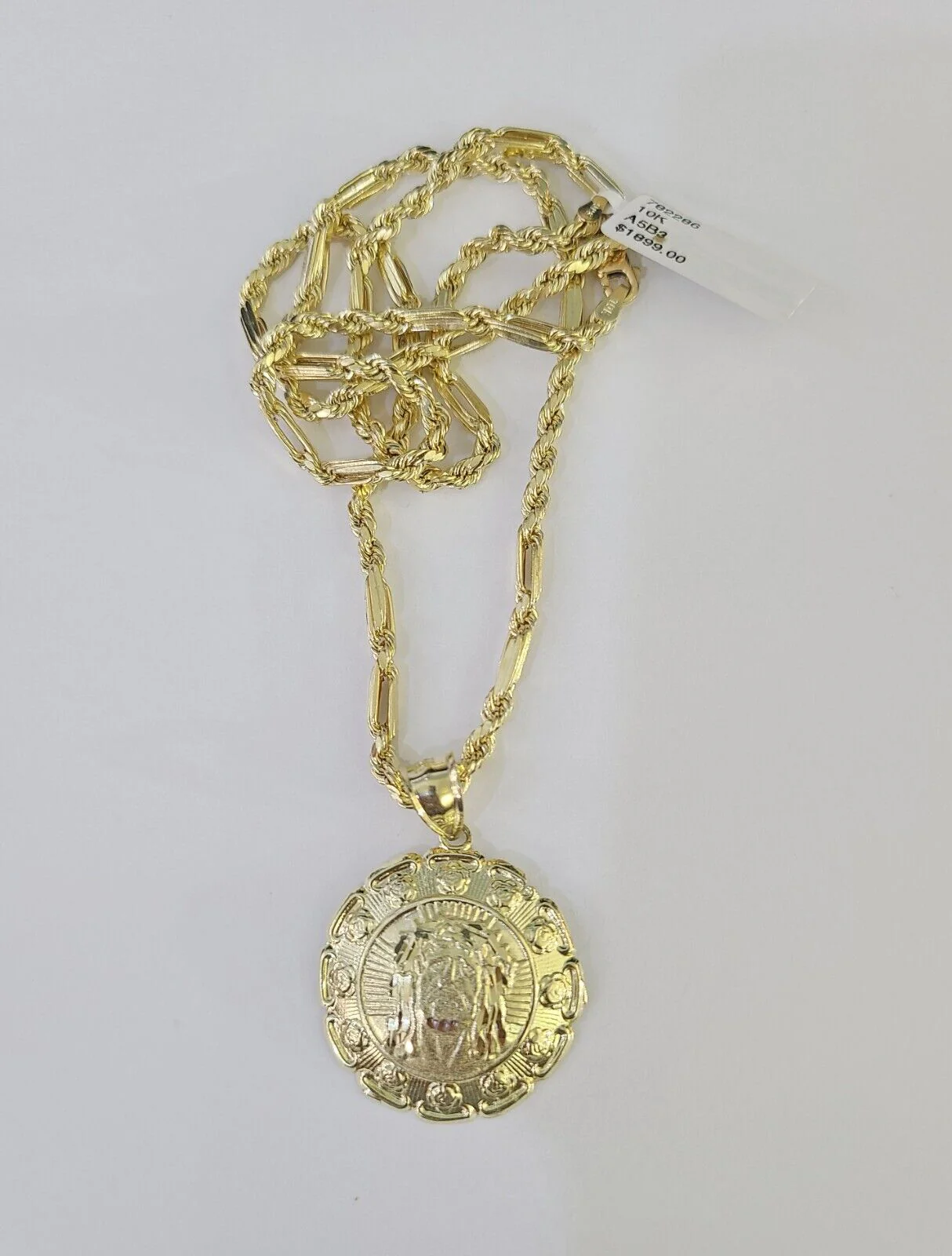 10k Milano Rope Chain Jesus Head Charm Necklace SET 3mm 18"-26" Pendant - Image 6