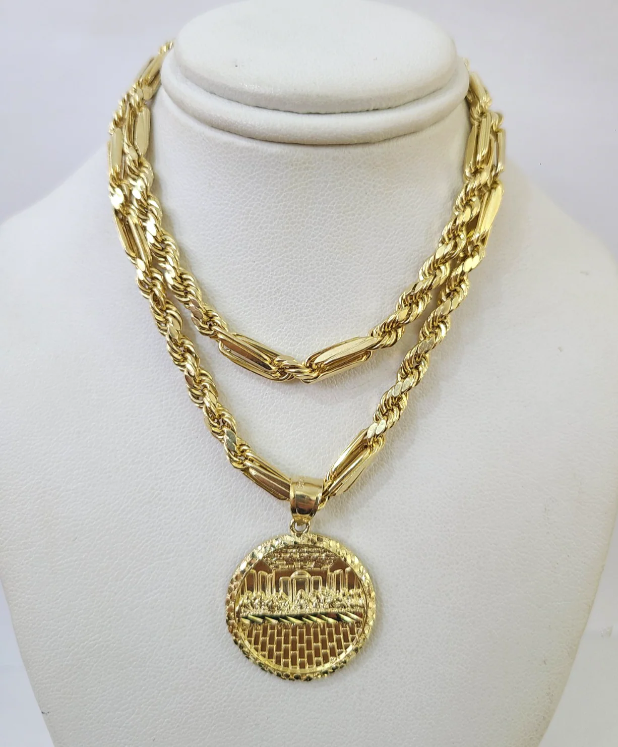10k Milano Rope Chain Last Supper Charm Necklace SET 5mm 18"-28" Pendant - Image 4