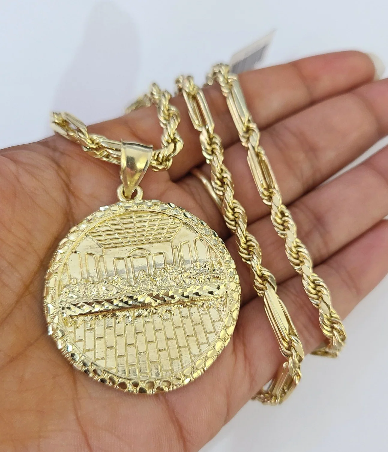10k Milano Rope Chain Last Supper Charm Necklace SET 5mm 18"-28" Pendant - Image 2