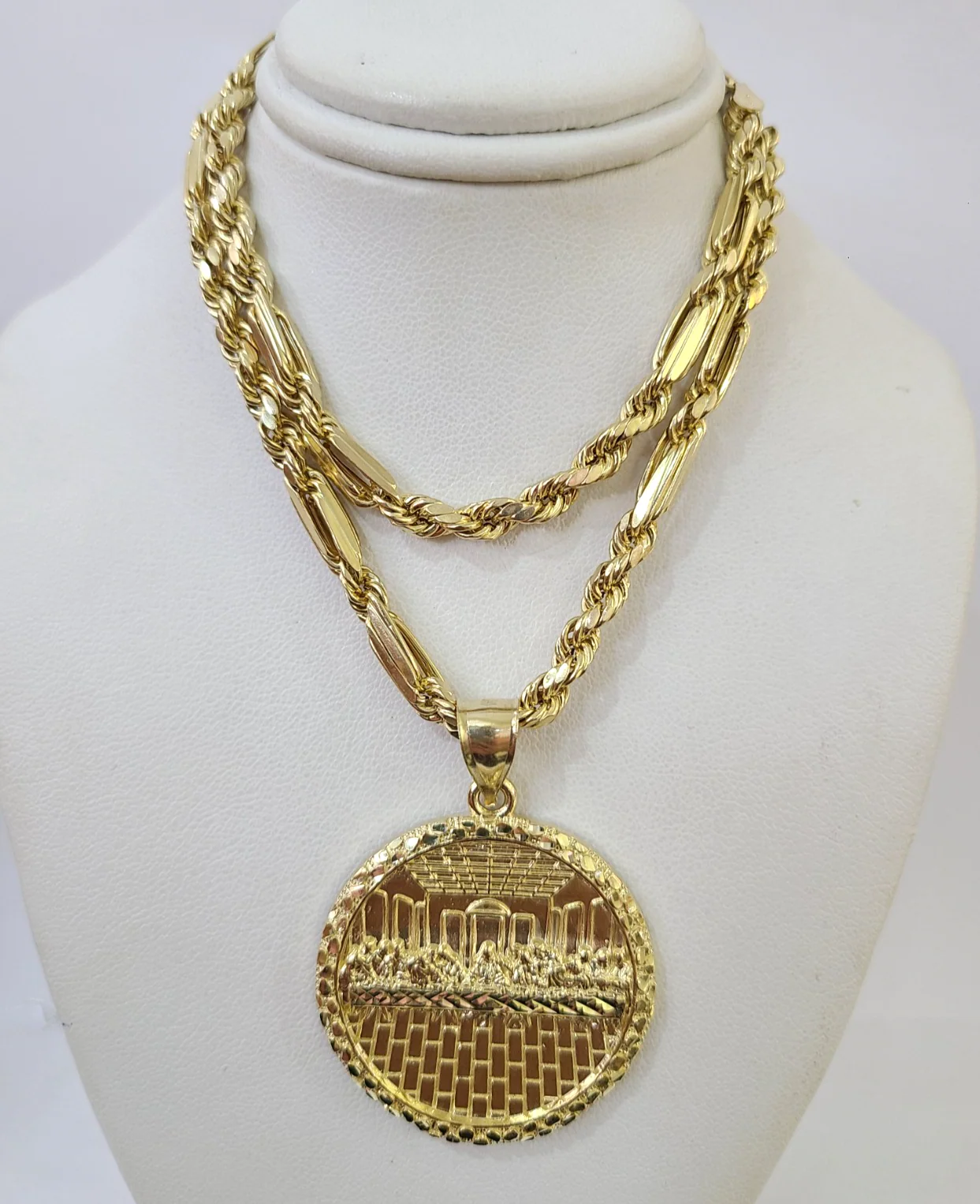 10k Milano Rope Chain Last Supper Charm Necklace SET 5mm 18"-28" Pendant - Image 4