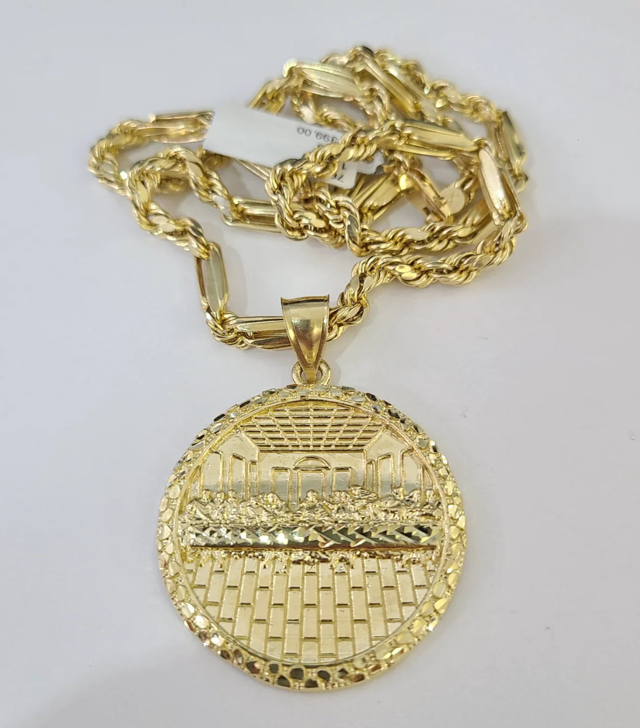 10k Milano Rope Chain Last Supper Charm Necklace SET 5mm 18"-28" Pendant - Image 6